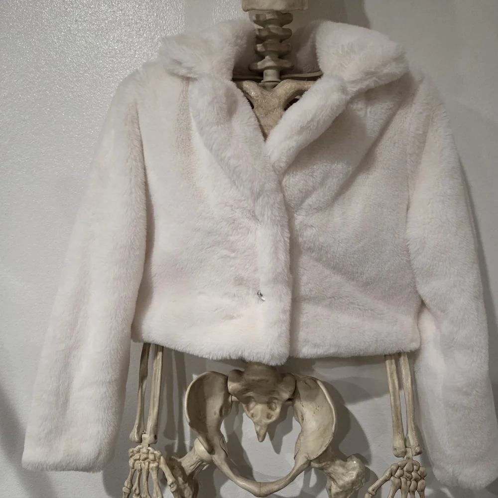 Knitworks White Faux Fur Jacket